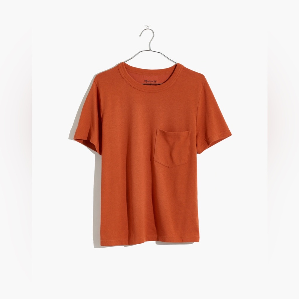 Madewell Tomboy Pocket Tee Rust orange cotton oversized T-Shirt